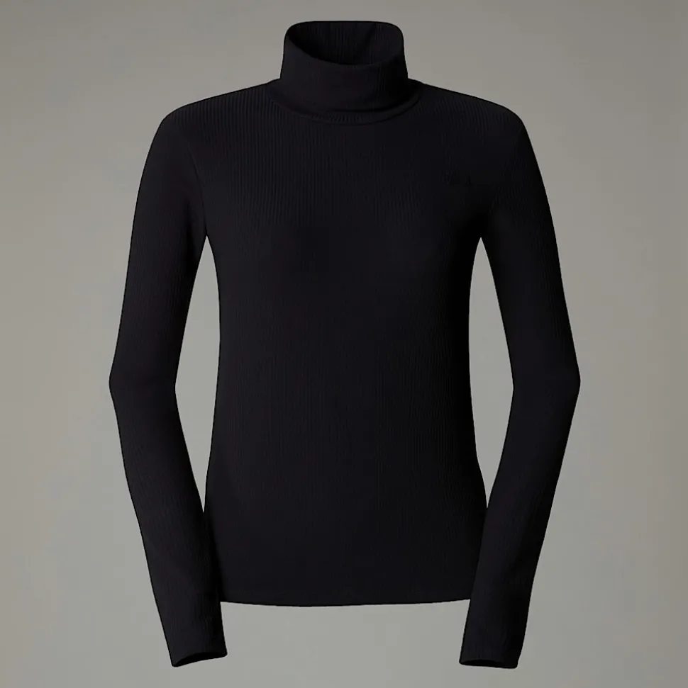 Camiseta De Manga Larga Con Cuello Alto Para Mujer