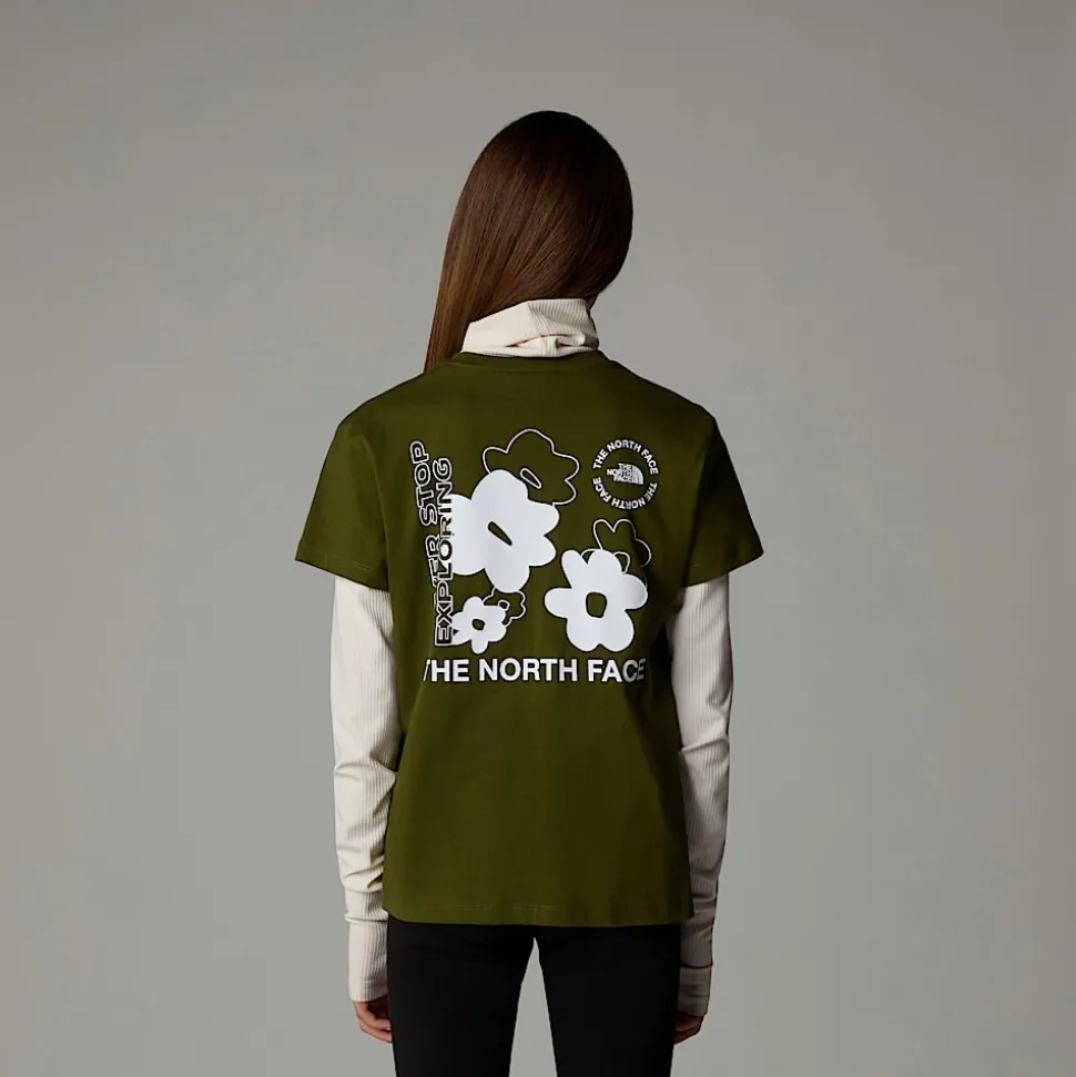 Camiseta Holgada Con Estampado Gráfico Flower Para Niña