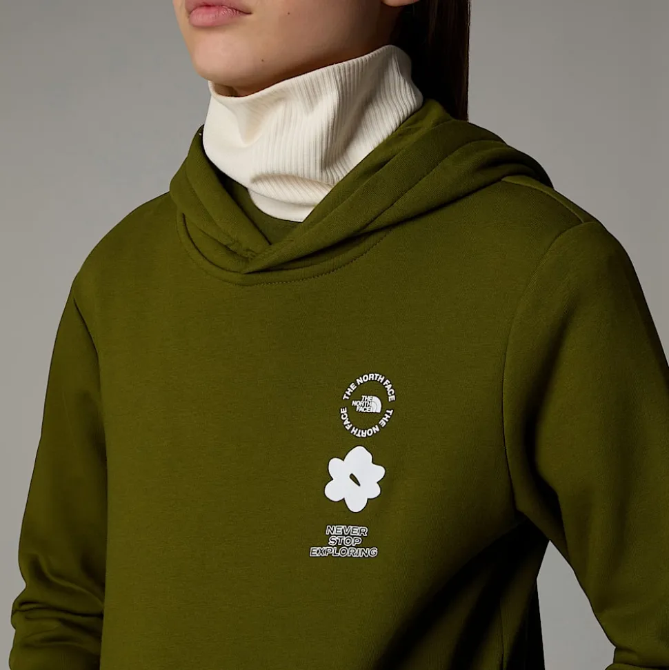 Sudadera Holgada Con Estampado Gráfico Flower Para Niña